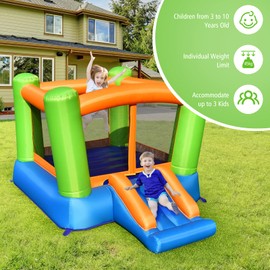 OLAKIDS Inflatable Bounce House, Jumping Castle with Slide Large Bouncing Area, Indoor Outdoor Kids Inflatable Obstacle Course for Kids Backyard with Carrying Bag Stakes