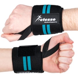 Actesso Weight lifting Wrist Wraps (Single) - Premium Wrist Support Straps for Powerlifting, Deadlifts, Gym Workouts and Fitness Training (1 Piece, Blue, One Size)