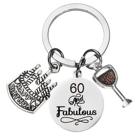 YALLNASL 60 and Fabulous Birthday Gift Keychain 60th Birthday Gifts for Women 60 Year Old Birthday Gifts Key Chain for Mom 60 th Birthday Gift for Women 60 Year Old Birthday Gifts