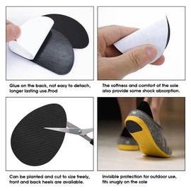Molain Non-Slip Shoe Pads, Black, 4 Pairs, Self-Adhesive Rubber Sole Protector for Man Women, Noise Reduction, Easy to Use