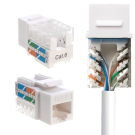SATMAXIMUM RJ45 CAT6 Keystone Ethernet Wall Jack Punch Down Keystone UTP 45 Degree White (30)