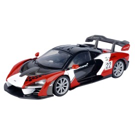 Motormax DCD McLaren Senna #22 1/24 Scale Series Black with Red and White Graphics GT Racing Diecast Model Car Made of Alloy