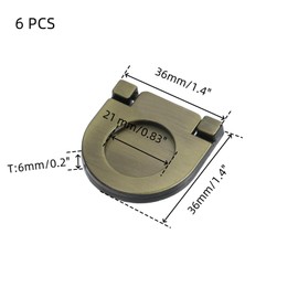 T Tulead Flush Ring Pull Handle Zinc Alloy Hidden Cabinet Pulls with Comfortable Grip Recessed Drawer Pulls for Bedside Tables, Closets, Shoe Cabinets, 6 Pcs, with Screws (Bronze)