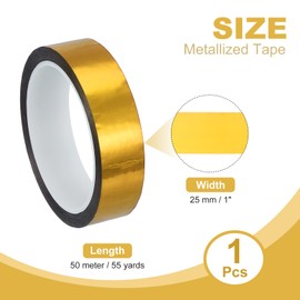 PATIKIL Metalized Polyester Film Tape 1 Inch x 55 Yards, Metallic Decor Tape Glossy Golden Adhesive Mirror Tape for Detailing Accent Wall Graphic Arts Boat Trim Walls