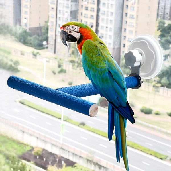 Flidrunest Movable Bird Perch Stand with Suction Cup for Window/Mirror/