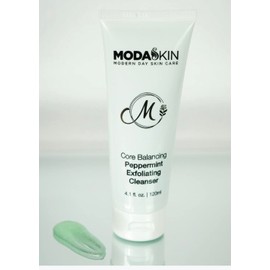 MODASKIN Core Balancing Peppermint Exfoliating Cleanser, Steam Distilled Peppermint Oil, Lift Dirt & Dead Skin Cells Reveal Radiant Complexion, 4.1 oz