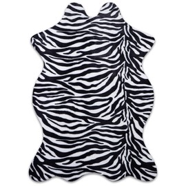 Sgizoku Zebra Print Rug,3.6x2.5 Feet Faux Animal Print Rug Cute Area Rug Fun Western Room Decor Zebra Rugs for Living Room Bedroom Non-Slip (43 inches x 29 inches)