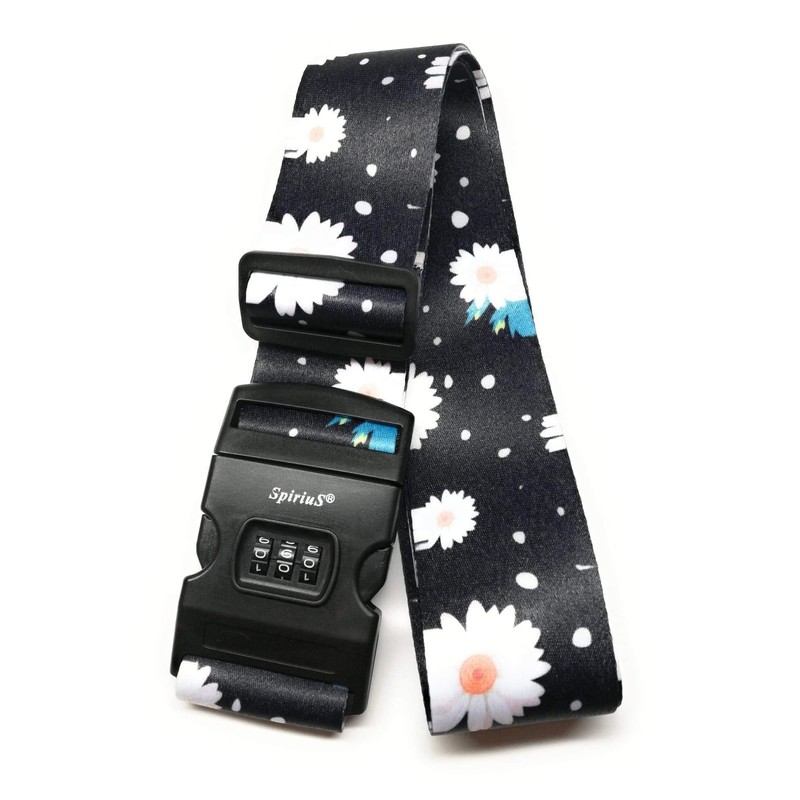SpiriuS Floral Daisies Travel Luggage Straps Adjustable Suitcase Safety Combination