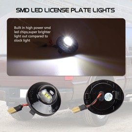 LED License Plate Light Tag Lights With Socket Wiring Harness Plugs Compatible with Ford Raptor Explorer Expedition F150 F250 F350 F450 F550 Superduty Ranger Bronco Excursion