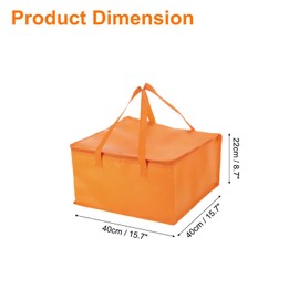 uxcell Insulated Reusable Grocery Bags with Zippers, Collapsible Cooler Bags Washable Food Shopping Bags for Hot/Cold Food Groceries Travel Beach (Orange, 15.7"x15.7"x8.7")
