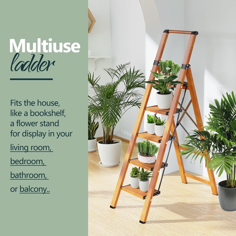 WOA WOA 5 Step Ladder, Ladders for Home, Anti-Slip Pedals,
