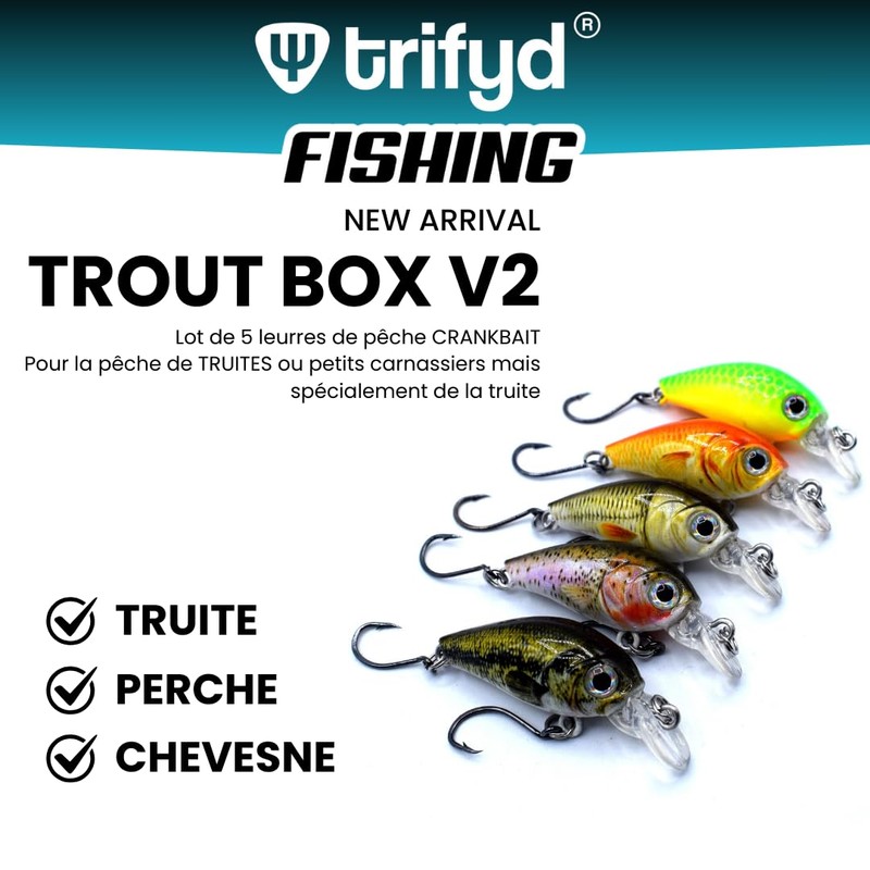 trifyd ® - Swimming Fish Trout Cranckbait 4cm Trout Box