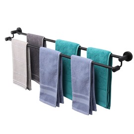 TocTen Double Bath Towel Bar - Thicken SUS304 Stainless Steel Towel Rack for Bathroom, Bathroom Accessories Double Towel Rod Heavy Duty Wall Mounted Towel Holder (Matte Black, 33 in)