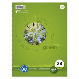 Ursus Green 608575020 LIN28 A4 Notepad 80 Sheets 70 g/m² 5 mm Quadrille-Ruled with Margins