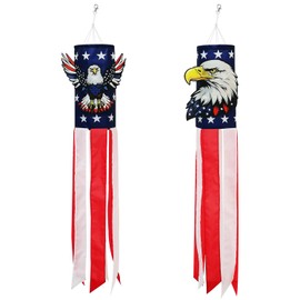 THQZLH Eagle American Flag Wind Sock(2 Pack) - Patriotic Wind Socks for Outside Heavy Duty