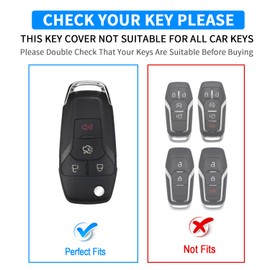 QBUC for Ford Key Fob Cover Soft TPU for Ford Fusion Key Fob Cover for 2021-2022 for Ford Bronco Flip Remote Key Fob