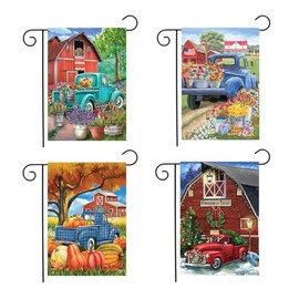 Briarwood Lane Farm Scenes Garden Flag Bundle (Set of 4) Pickup Truck 12.5" x 18"