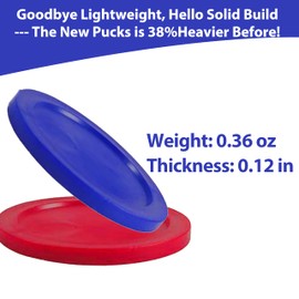 Upgraded Air Hockey Pucks and Paddles- 4 Red & 4 Blue Pucks, 2 Red & 2 Blue Paddles - Thicker 0.13inches and Heavier Design for Better Stability on Air Hockey Table