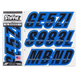 Techtron Black/Blue 3" Alpha-Numeric Registration Identification Numbers Stickers Decals for Boats & Personal Watercraft
