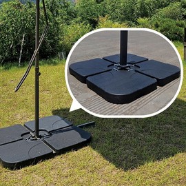 4-Piece Large Parasol Water Weight Base Set - Folding Round, Square, Octagonal Umbrella Stand Water Weight Base (Black)