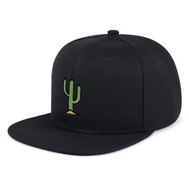 Cactus Hip-Hop Snapback Hat Embroidered Black Baseball Cap Desert Hot