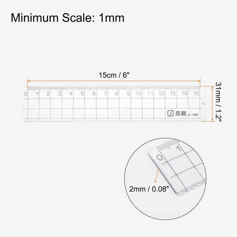 sourcing map 2pcs Straight Plastic Ruler 15cm Metric Plastic Clear