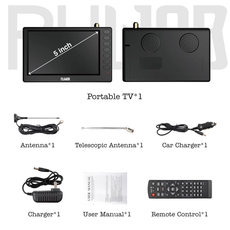 5''Small Portable TV,Mini Digital TV with ATSC/TF Card/USB,Battery Operated TV