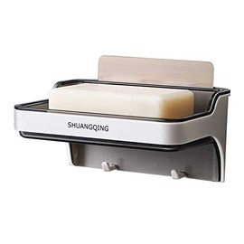 Jabonera con Percha para Ducha, Soporte para jabón montado en la Pared, bañera de baño, Drenaje de Agua, Caja de jabón, Protector de jabón, Caja de ja