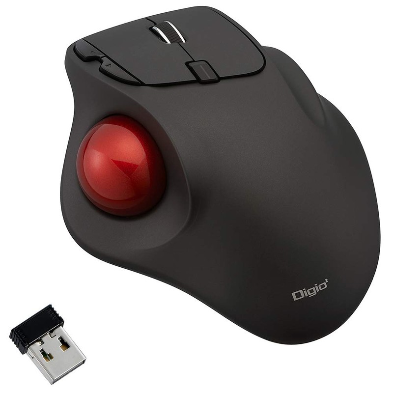 Nakabayashi Z8645 Digio2 Mouse Wireless Trackball 5 Button Optical Black