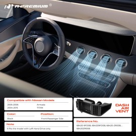 A-Premium Dash A/C Air Vent Panel Assembly Compatible with Nissan Titan 2004-2015, Armada 2005-2006, Front Right Passenger Side, Black