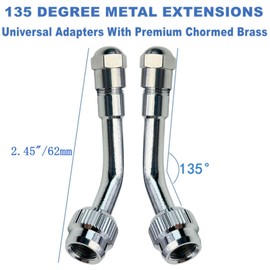 Valve Stem Extenders,45 Degree 90 Degree 135 Degree Schrader Tire Valve Extension Compatible for Dual Wheels Passenger Cars, RV, Stroller, Bicycles, Motorcycles and Trailers (2 Pack 135 Degree)