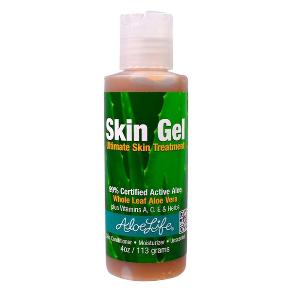 Aloe Life – Skin Gel & Herbs Ultimate Skin Treatment, 99% Certified Organic Whole Leaf Aloe Vera, Vitamins C, A, & E, Head-to-Toe Skin Care Support for the Whole Family, Fragrance-Free (4 oz)