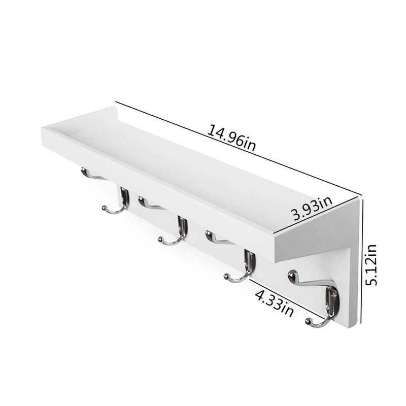ZGZD White Wall Mounted Coat Rack with Shelf Entryway Hanging