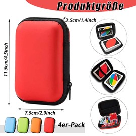 Set of 4 Playing Cards Box, Robust Card Box, Playing Cards, Playing Cards Case for UNO Card Game, Skyjo Card Game, Phase 10 Card Game, Cabo Card Game, red, Practical