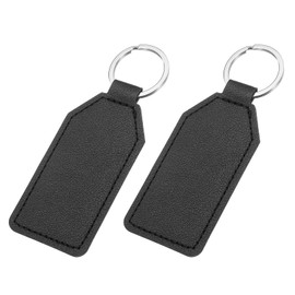 sourcing map 2pcs Leather Key Fob, PU Car Keychain Blanks Key Rings Key Holder for DIY Laser Engraving Birthday Father's Day Gifts, Black