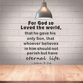 Encouraging Religious Bible Verse Quote for God So Loved The World Wall Decal Quote John 3:16 Scripture Christian Wall Art Sticker