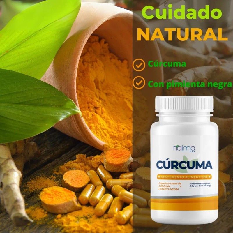 Cúrcuma Con Pimienta Negra 500mg -2 Frascos- 100 Cápsulas Cu