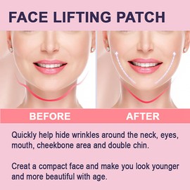 WXYINSPAS 80 Pcs Face Tape Lifting Invisible with String for Wrinkles, Jowls, Neck, Eye, Waterproof High Elasticity V Shape Lift Tape Stickers, Instant Makeup Bands(E-Square)