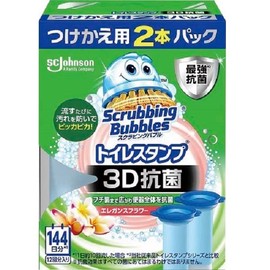 Johnson SB Toilet Stamp 3D Antibacterial E Flower Replacement 2 Pieces, 1.3 oz (38 g) x 2 Bottles