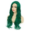 Long Curls Green Waves Wig Women Side Parts Natural Shape