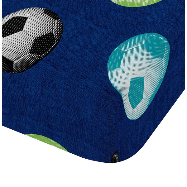 Catherine Lansfield Football 90 x 200 cm Fitted Sheet Blue