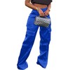 SENGRICH Satin Cargo Pants for Women High Waisted Wide Leg