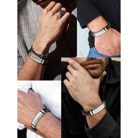 Hoyazvet Bible Verse Brown Leather Bracelet for Men, Motivational Inspirational Quotes Faith Christian Wristband Religious Jewelry Gift for Men