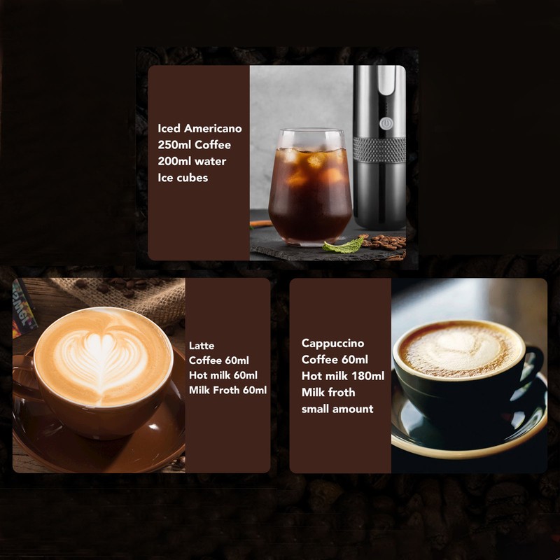 Portable Coffee Machine for Coffee Capsules Ground Coffee USB Rechargeable