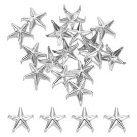 sourcing map 50Pcs Metal Star Studs Claw, 10mm 5-Claw Punk Studs Rivets Spikes Nail Head Leather Rivets for DIY Crafts Clothing Leathercraft Bag Shoes, Silver