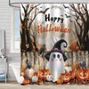 Aqrbeci Halloween Ghost Shower Curtain, Spooky Pumpkin Skull Bathroom Curtains