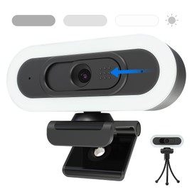 VIZOLINK W4LS Webcam HD 2K/1080P with Ring Lighting, Auto Focus, Clear Stereo Microphones, Light Correction, Plug & Play, 65° View, USB PC Webcam for Living Streaming, Video Call, Conference, Game