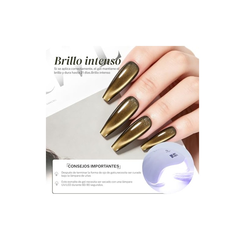 CHERIMOYA Esmalte de Uñas de Gel Ojos de Dorado Marrón