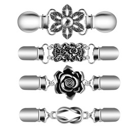 Vintage Pullover Scarf Clips, Shirt Brooch Clips Metal Cardigan Clip Pullover Clip Retro Cape Scarf Clips for Women Girls Wear