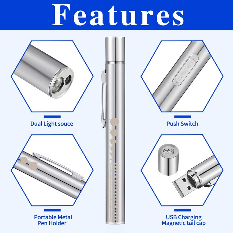 Honoson Pen Light, Reusable LED Penlight for Students Doctors Nurses